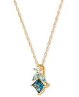 London Blue Topaz (3/8 ct. t.w.), Swiss Blue Topaz (1/8 ct. t.w.) & Diamond (1/20 ct. t.w.) 18" Pendant Necklace in 14k Gold