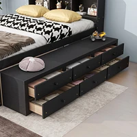 Full Bed With Bookcase Headboard, Under Bed Storage Drawers And Bed End Storage Case, Espresso