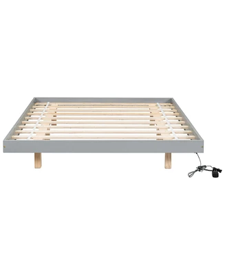 Simplie Fun Led-Lit Full Size Platform Bed, Grey