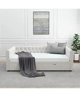 Streamdale Furniture Velvet Tufted Daybed with Trundle, Full & Twin, Bedroom/Living Room/Guest Room