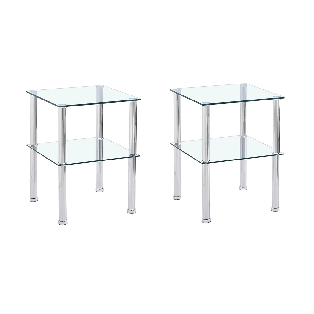 Clear side table & modern nightstand with storage shelf