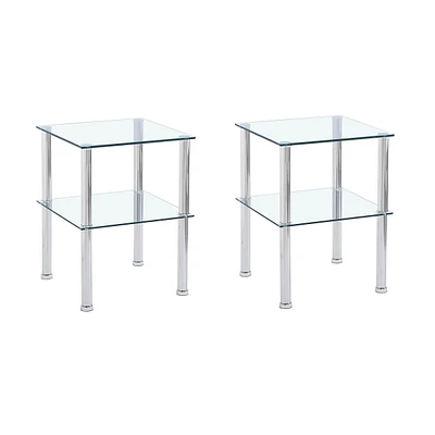 Clear side table & modern nightstand with storage shelf