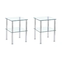 Clear side table & modern nightstand with storage shelf