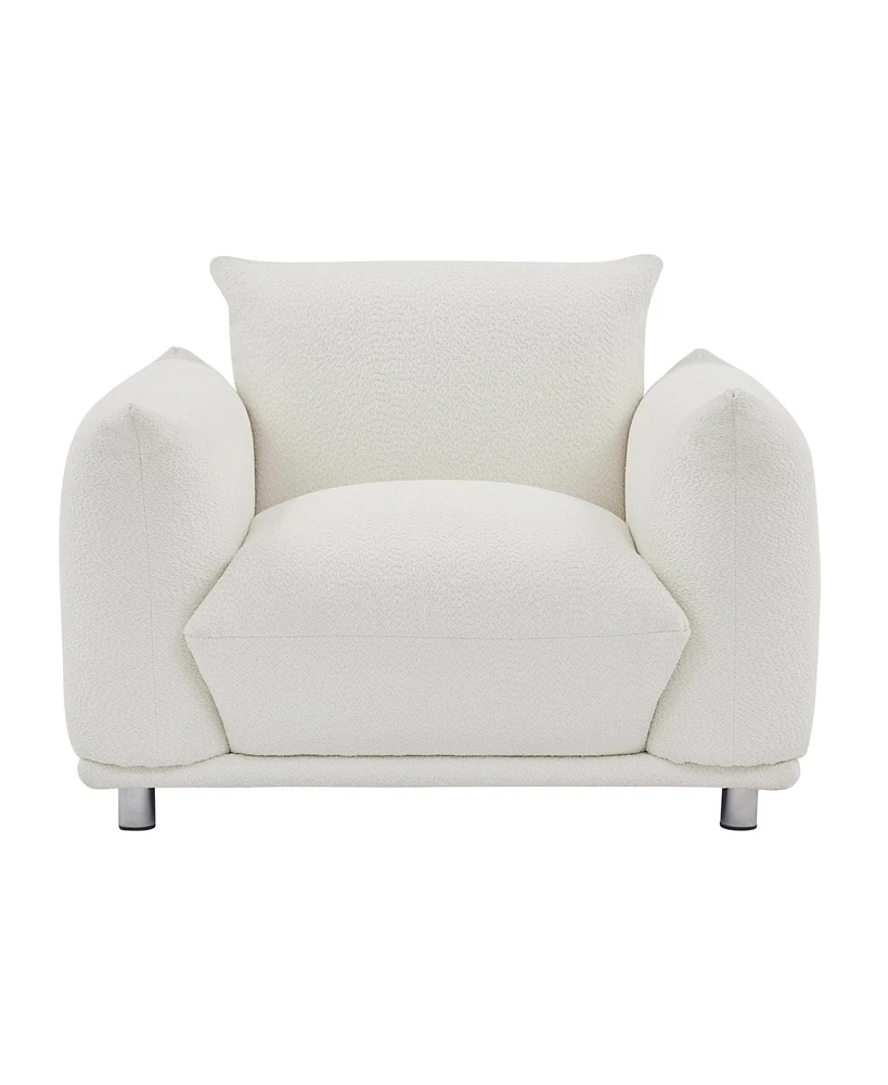 Simplie Fun Sherpa Accent Chair Single Sofa 42"W Accent Chair For Bedroom Living Room Apartment, White