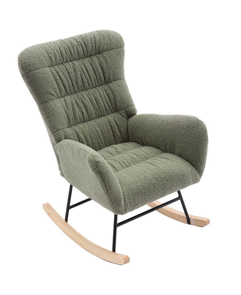 Simplie Fun Comfy Rocking Chairs for Nursery, Living Room, Offices in Green