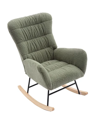 Simplie Fun Comfy Rocking Chairs for Nursery, Living Room, Offices in Green