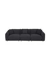 Simplie Fun Black Lambswool Sherpa 4 Seater Sofa With Metal Legs