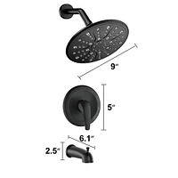 Single Handle Rain Showerhead With Handheld Shower Combo Set With Tub Spout (Valve Included)