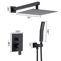 12 Inch Bathroom Rain Shower Combo Set With Hand Shower