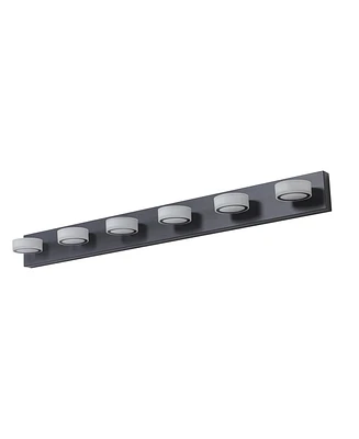 Streamdale Furniture Led Modern Black 6-Light Vanity Lights Fixtures Over Mirror Bath Wall Lighting