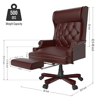 Streamdale Furniture Burgundy Ergonomic Executive Office Chair with Footstool