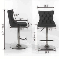 Adjustable Swivel Velvet Bar Stools Set of 2