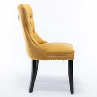 Contemporary Gold Velvet Dining Chairs, Set of 2