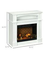 Simplie Fun 32" Electric Fireplace with Mantel, Led Flame, Remote Control, 700with 1400W, White