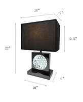 Streamdale Furniture 22"H Black Pewter Square Crystal Centerpiece With Night Light, Usb Port + Power Outlet