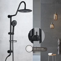 10" Rainfall Shower Head And Handheld Showerhead Combo Shower System With Slide Bar, Matte Black