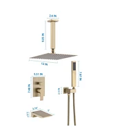 Streamdale Furniture 12 Inch Shower System With Waterfall Tub Spout And Handheld Shower Head