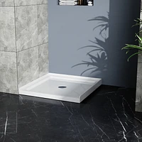 Streamdale Furniture 36x36In Shower Base White, Centered Drain And Single-Threshold