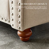 Linen Fabric Upholstery With Storage Loveseat (Beige)