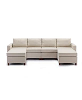 Simplie Fun -Seat Sectional Sofa with Ottomans