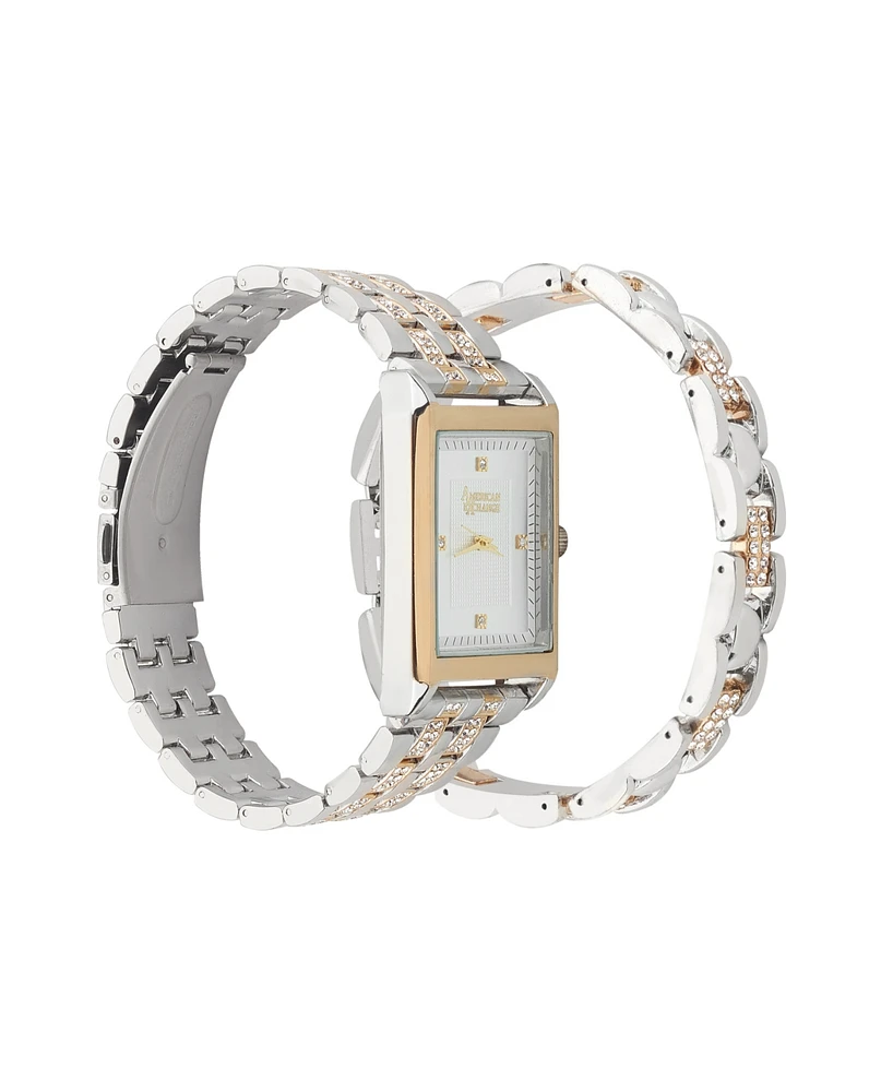 American Exchange Men's Crystal Bracelet Watch 33mm Gift Set