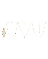 Jessica Carlyle Women's Gold-Tone Bracelet Watch 33mm & 3-Pc. Necklace Gift Set