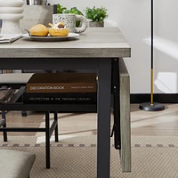 Folding Dining Table, 1.2" Thick, Grey, 63.2" L X 35.5" W X 30.5" H