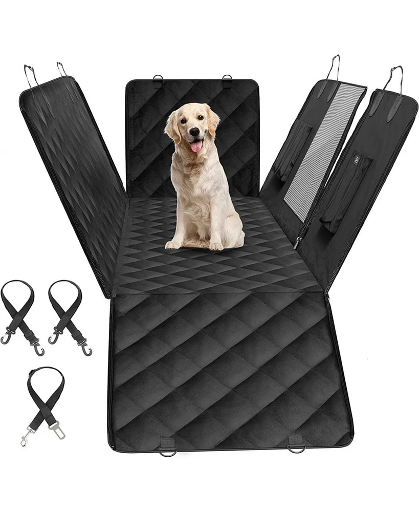 Simplie Fun Waterproof Dog Car Seat Cover with Mesh Window & Nonslip Hammock