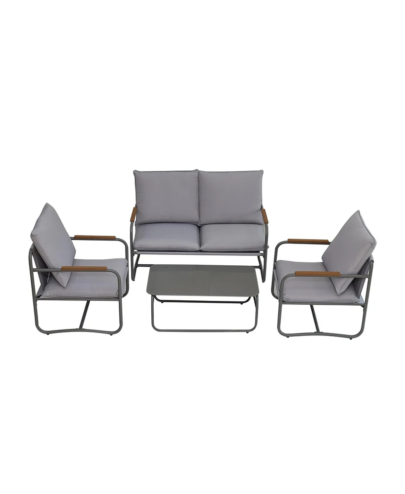 Simplie Fun 4-Piece Outdoor Patio Furniture Set with Cushions