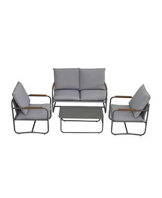 Simplie Fun 4-Piece Outdoor Patio Furniture Set with Cushions