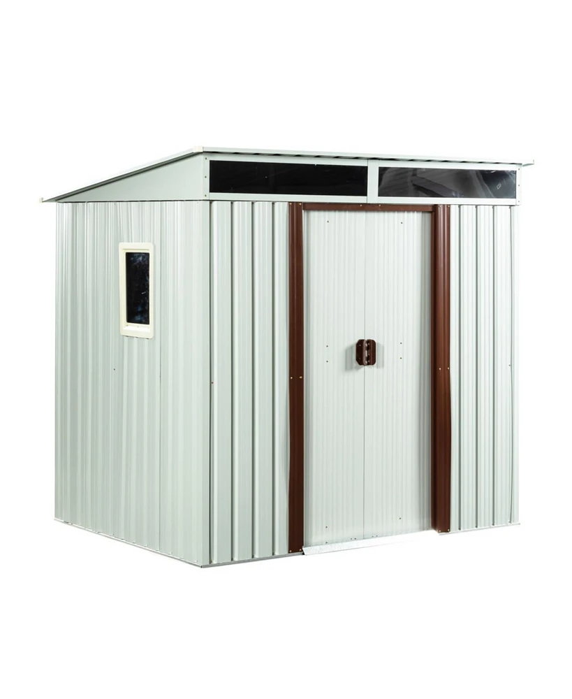 Simplie Fun 6FT X 5FT Outdoor Metal Storage Shed With Window White