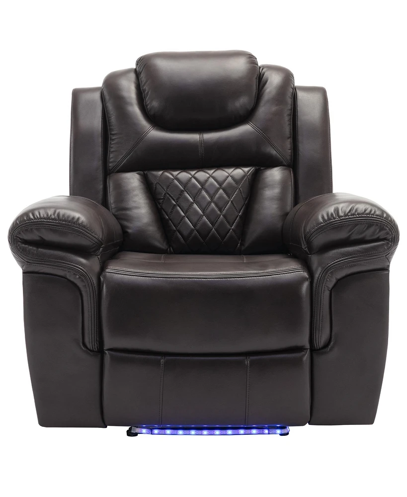 Simplie Fun Home Theater Seating Manual Recliner Chair With Led Light Strip For Living Room, Bedroom