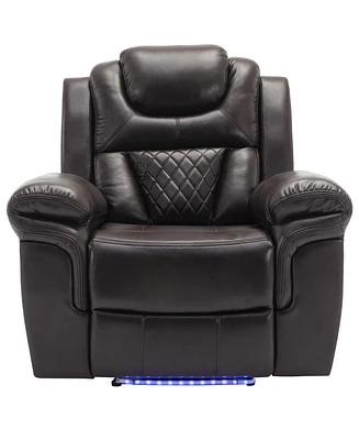 Simplie Fun Home Theater Seating Manual Recliner Chair With Led Light Strip For Living Room, Bedroom