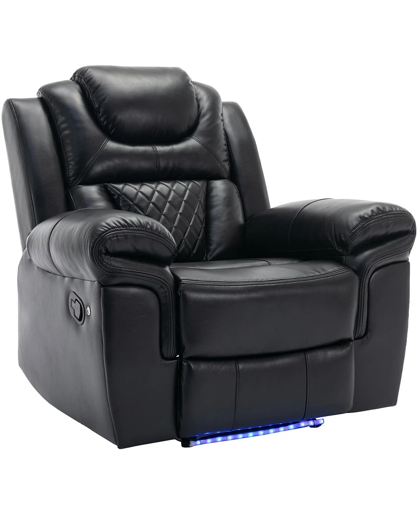 Simplie Fun Home Theater Seating Manual Recliner Chair With Led Light Strip For Living Room