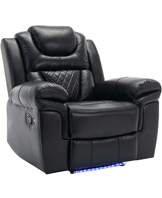 Streamdale Furniture Home Theater Seating Manual Recliner Chair With Led Light Strip For Living Room, Bedroom