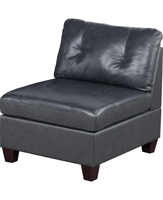 Streamdale Furniture Contemporary Genuine Leather 1 Piece Armless Chair Black Color Tufted Seat