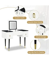 Streamdale Furniture Led Light Vanity Table Set with Flip-Top Mirror