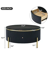 Streamdale Furniture Modern Round Coffee Table With 2 Large Drawers Storage Accent Table(31.5")