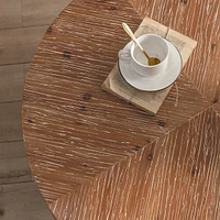 31.29"Modern Retro Splicing Round Coffee Table, Fir Wood Table Top With Black Cross Legs Base
