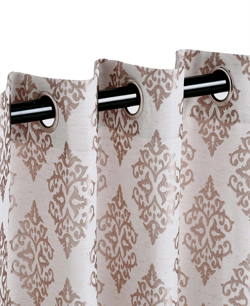 Superior Modern Venetian Damask Jacquard 2-Piece Curtain Panels with Grommet Header Top