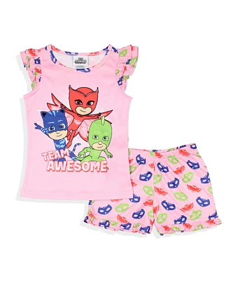 Pj Masks Toddler Girls Gekko Cat Owlette Team Awesome Sleep Pajama Set Shorts