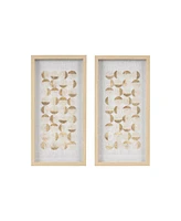 Streamdale Furniture Aurelian Emblem Natural Capiz With Gold Foil 2-Piece Shadowbox Wall Decor Set