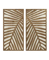 Streamdale Furniture Birch Palms Two-Tone 2-Piece Wood Panel Wall Decor Set