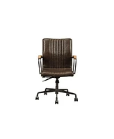 Simplie Fun Joslin Office Chair In Distress Chocolate Top Grain Leather