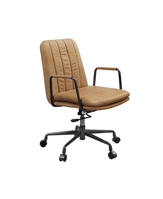 Simplie Fun Eclarn Office Chair In Rum Top Grain Leather