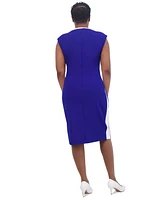 Kasper Women's Boat-Neck Side-Stripe Sheath Dress