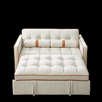 Modern 55.5" Pull Out Sleep Sofa Bed 2 Seater Loveseats Sofa Couch With Side Pockets