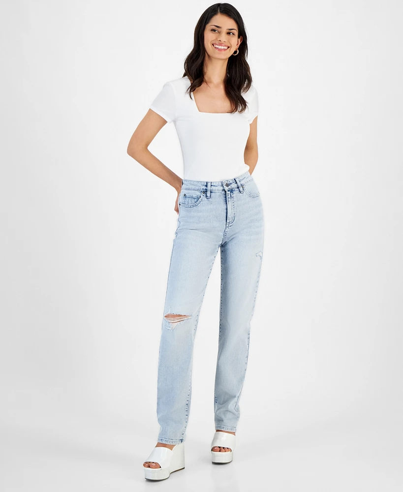 I.n.c. International Concepts Women's High-Rise Straight-Leg Jeans, Created for Macy's