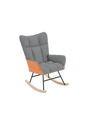 Simplie Fun Orange Rocking Chair with Teddy Upholstery