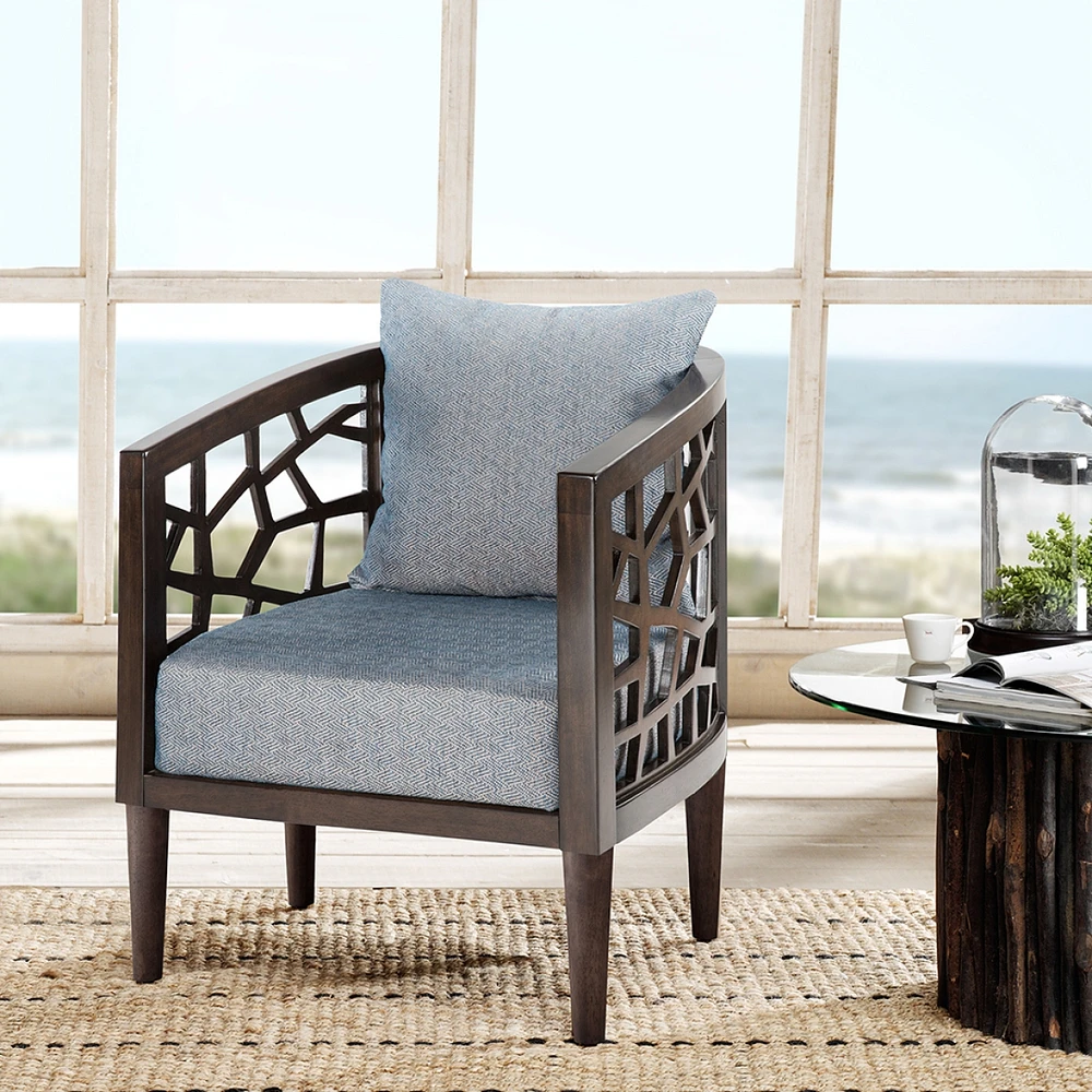Streamdale Furniture Crackle Accent Chair, Wood Frame With Cushion, Morocco, Kd